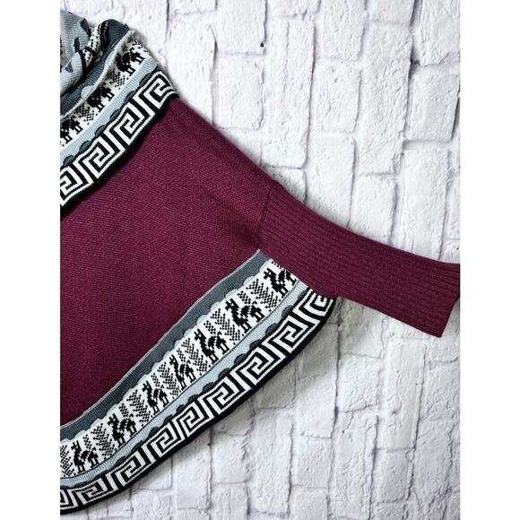 Alpaca Collection Made In Peru Womens Poncho Scarf Cowl Neck Shawl Geometric M/L - Picture 6 of 9